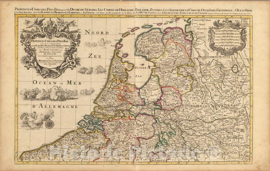 Historic Map : Netherlands,Provinces-Unies des Pays-Bas. 1708 , Vintage Wall Art