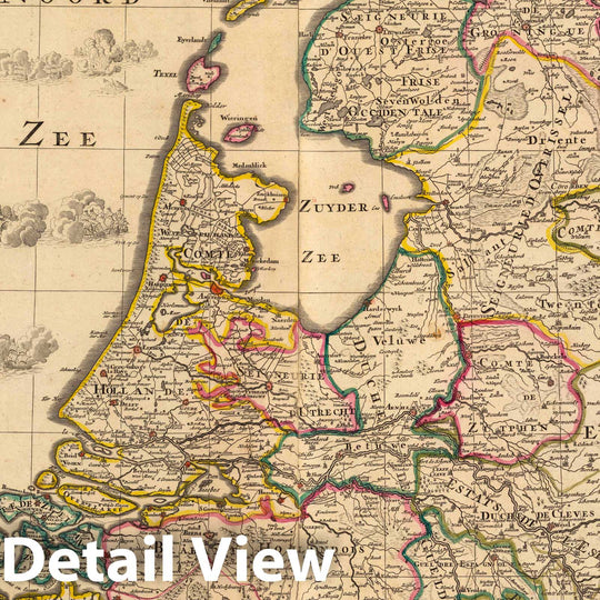 Historic Map : Netherlands,Provinces-Unies des Pays-Bas. 1708 , Vintage Wall Art