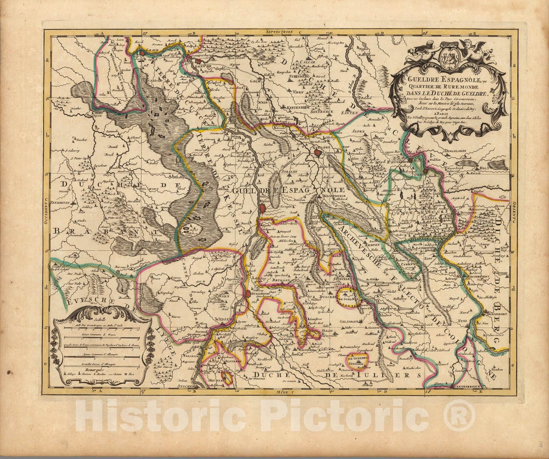 Historic Map : Duchy of Guelders (Netherlands)Gueldre Espagnole. 1708 , Vintage Wall Art