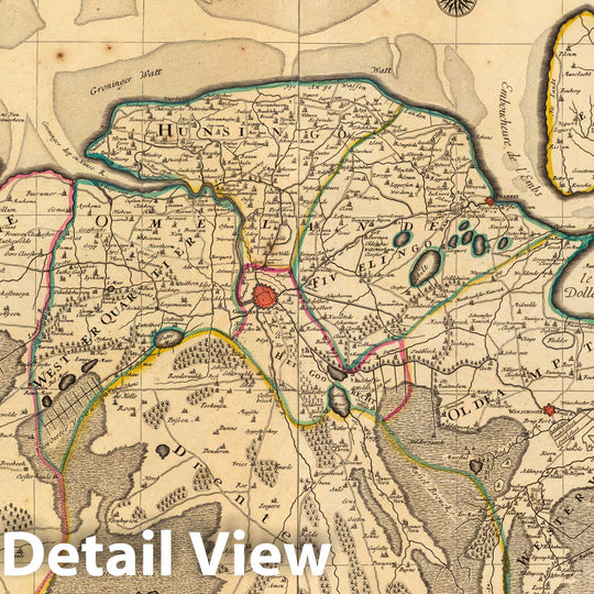 Historic Map : Groningen (Netherlands)La Seigneurie de Groningue. 1708 , Vintage Wall Art