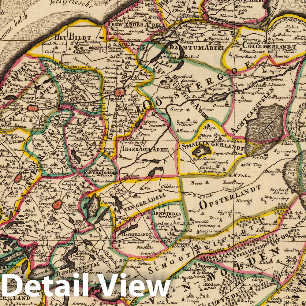 Historic Map : Ovest-Frise (Netherlands)La Seigneurie d'Ovest-Frise. 1708 , Vintage Wall Art