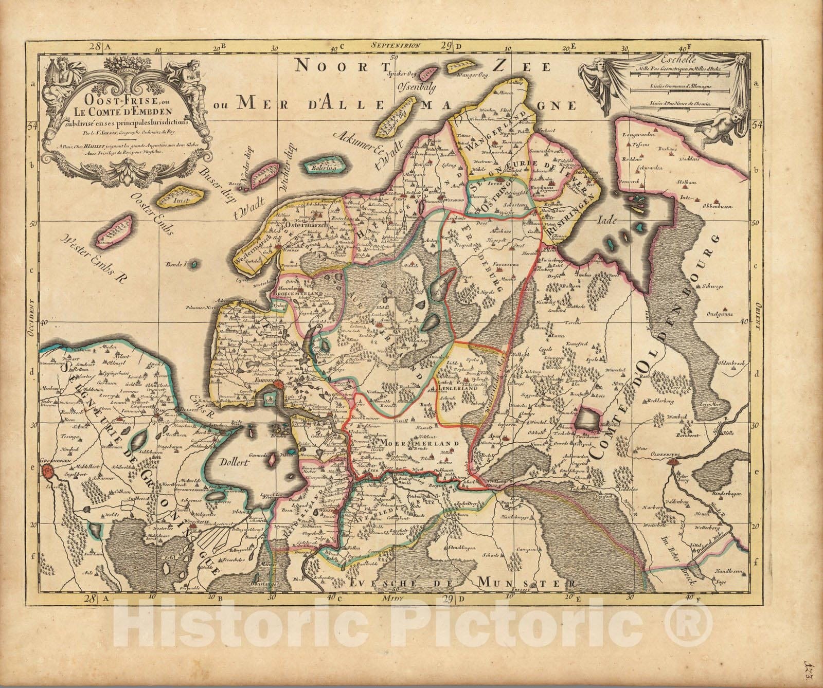 Historic Map : Oost-Frise (Netherlands)Oost-Frise. 1708 , Vintage Wall Art