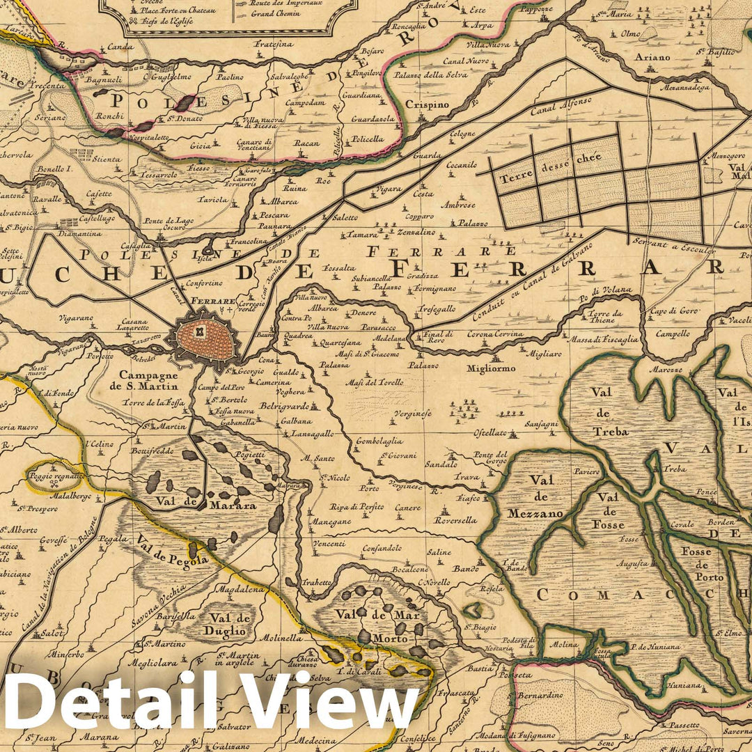 Historic Map : Duchy of Ferrara (Italy)Carte Nouvelle du Duche et Legation de Ferrare. 1708 , Vintage Wall Art