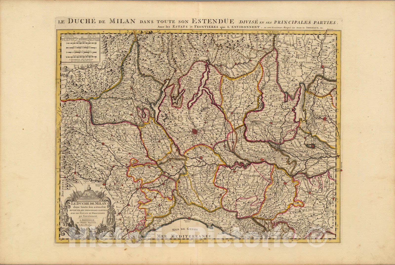 Historic Wall Map : Duchy of Milan (Italy)Le Duche de Milan. 1708 , Vintage Wall Art