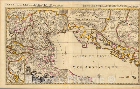 Historic Map : Dalmatian Coast (Croatia)L'Etat de la Republique de Venise. 1708 , Vintage Wall Art