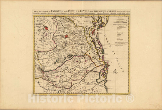 Historic Map : Venice (Italy)Carte Nouvelle du Padouan et le Polesin de Rovigo de la Republique de Venise. 1708 , Vintage Wall Art