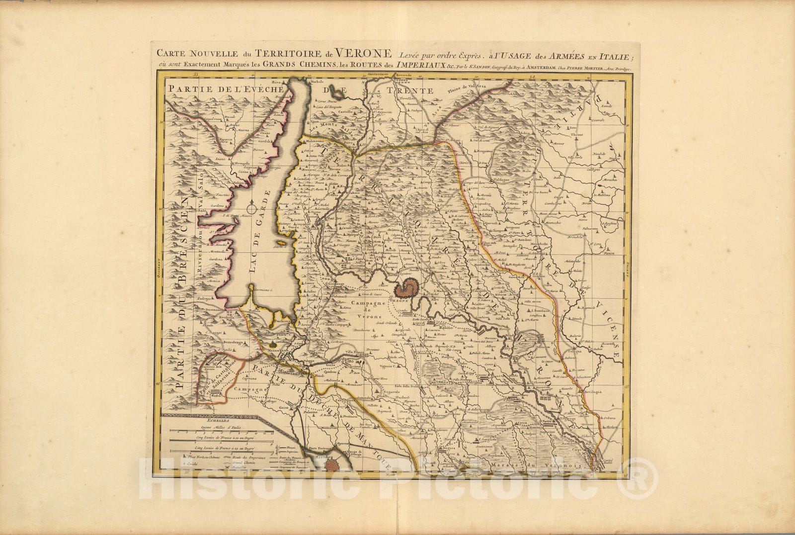 Historic Map : Verona (Italy)Carte Nouvelle du Territoire de Verone. 1708 , Vintage Wall Art