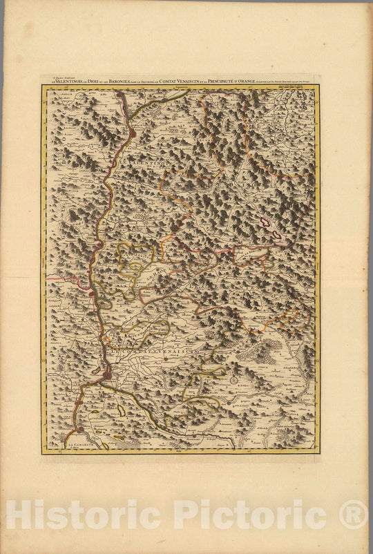 Historic Map : Valence , FrancePartie Contient le Valentinois. 1708 , Vintage Wall Art