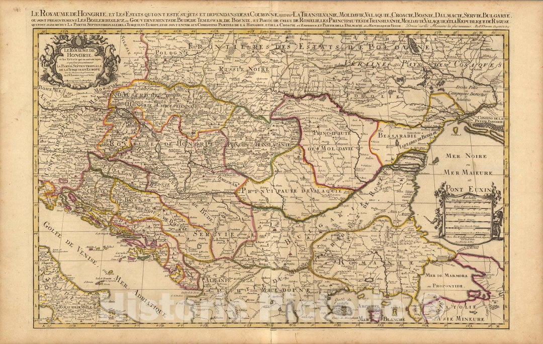 Historic Map : Hungary,Le Royaume de Hongrie. 1708 v1 , Vintage Wall Art