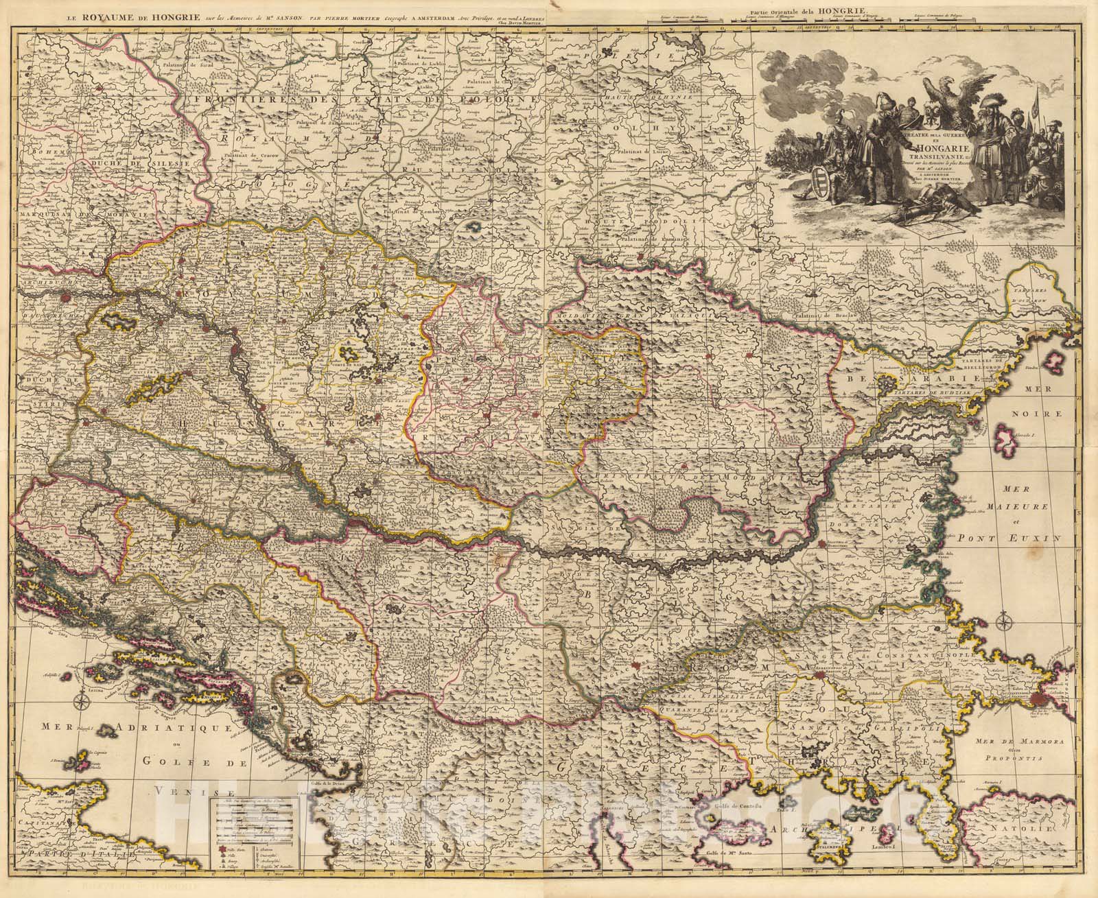 Historic Wall Map : Hungary,Composite: Theatre de la Guerre en Hongarie. 1708 , Vintage Wall Art