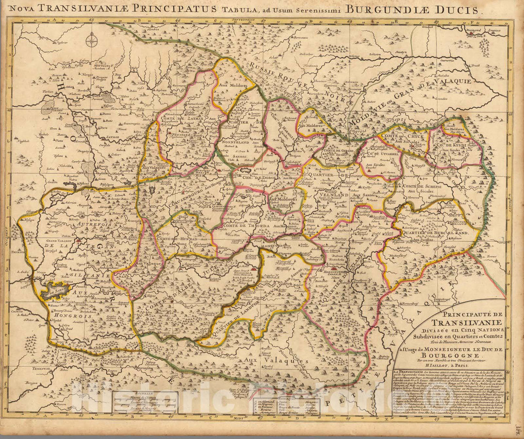 Historic Map : Transylvania (Romania)Nova Transilvaniae Principatus. 1708 , Vintage Wall Art