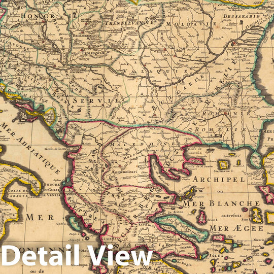 Historic Map : Greece,Etats de l'Empire des Turqs en Europe. 1708 , Vintage Wall Art