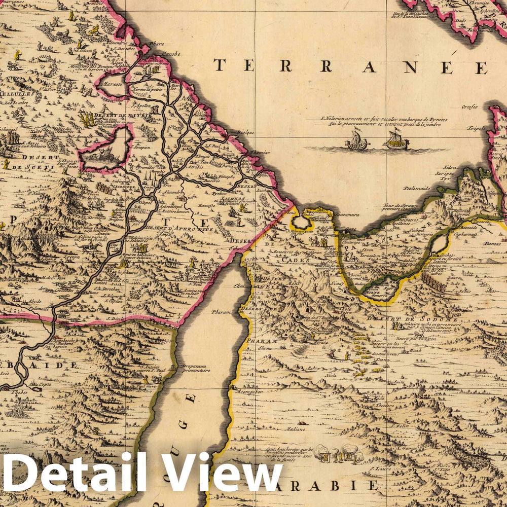 Historic Map : Syria, CyprusLes Deserts D'Egypt. 1708 , Vintage Wall Art