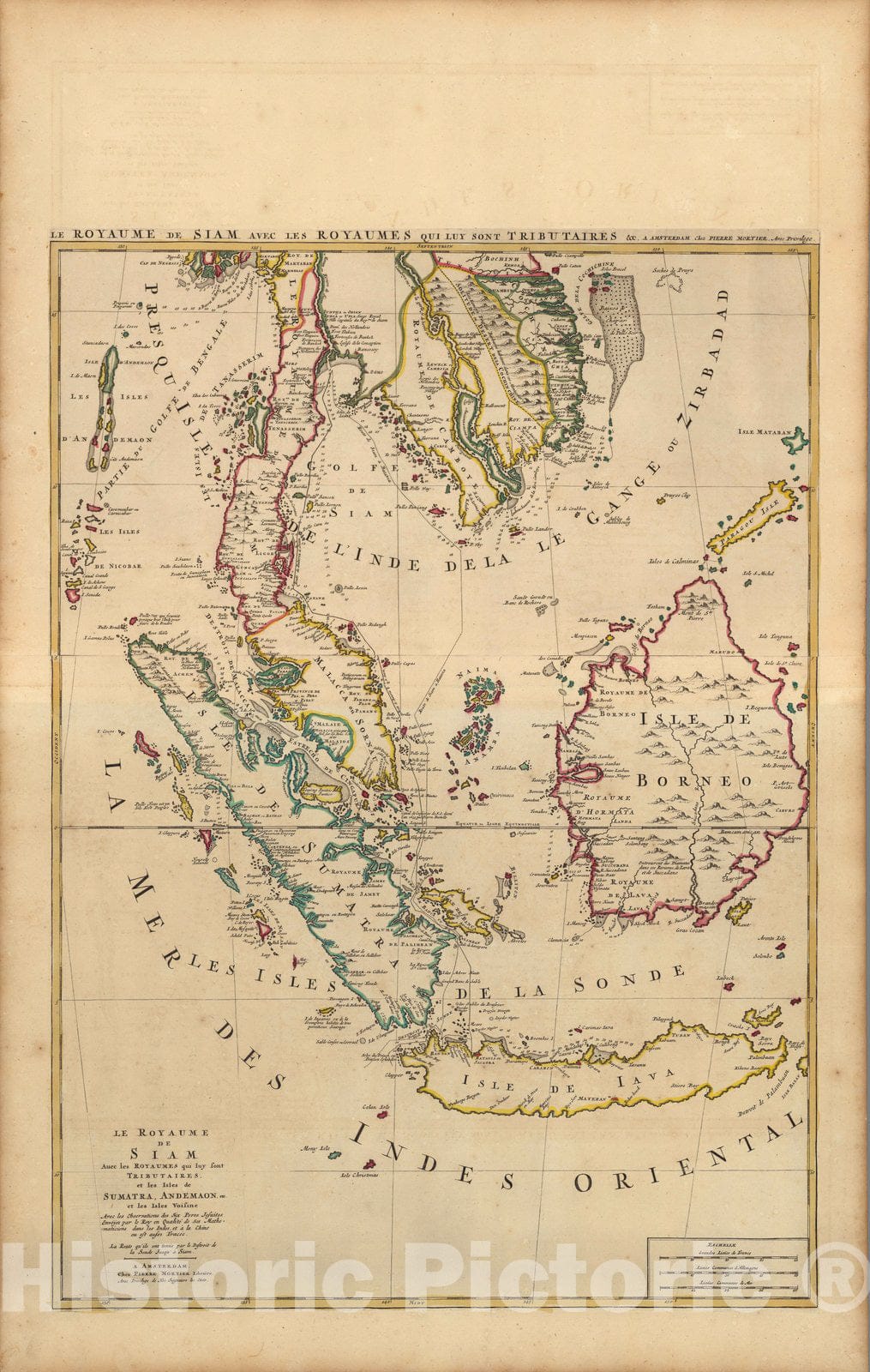 Historic Map : Indonesia,Le Royaume de Siam. 1708 , Vintage Wall Art