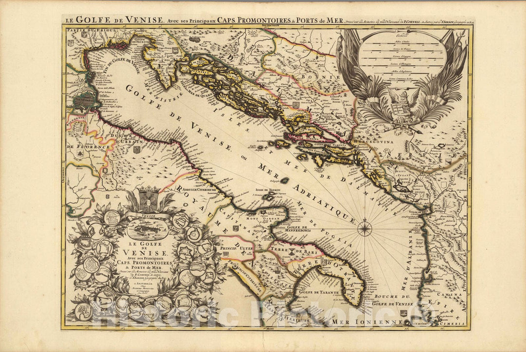 Historic Map : Gulf of VencieLe Golfe de Venise. 1708 , Vintage Wall Art