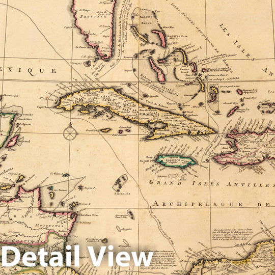 Historic Map : Caribbean, West IndiesTeatre de la Guerre en Amerique. 1708 , Vintage Wall Art