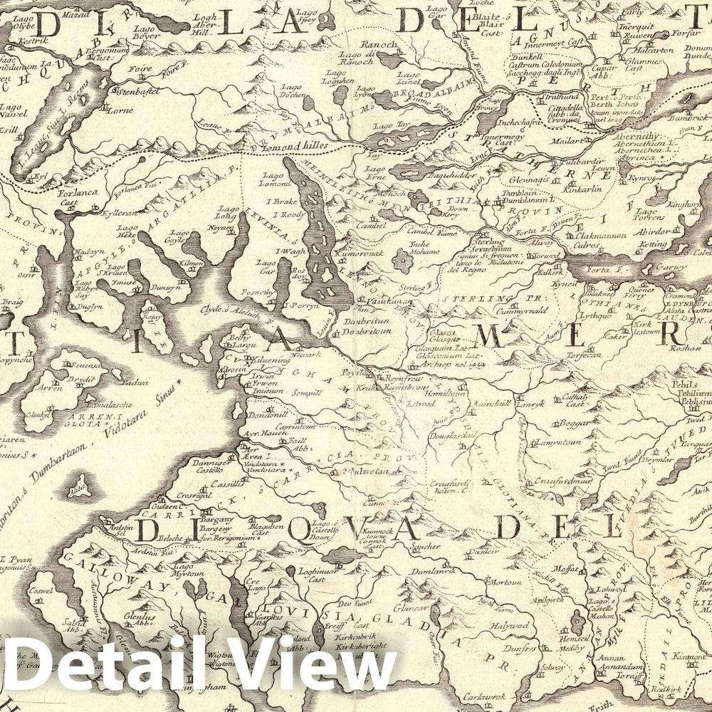 Historic Map : Scotland,Scotia, Parte Meridionale 1697 , Vintage Wall Art