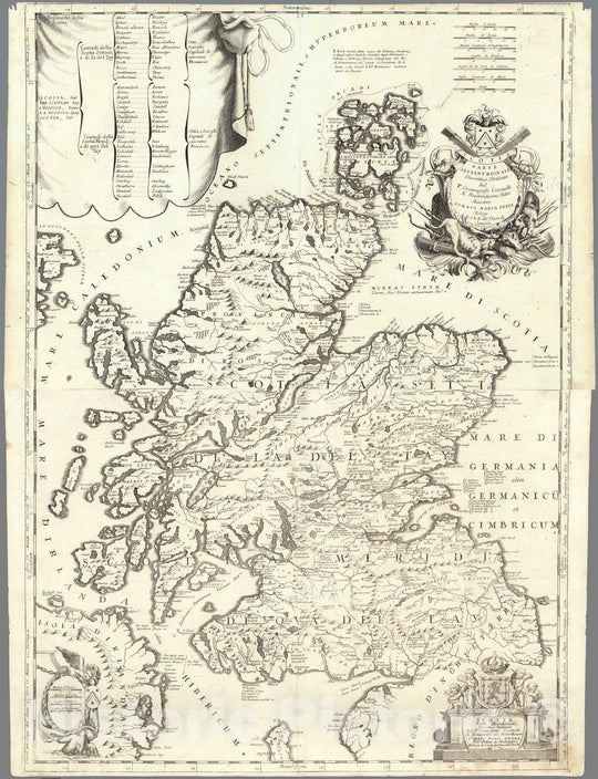 Historic Map : Scotland,Composite: Scotia, Parte Meridionale. Scotia parte settentrionale 1697 , Vintage Wall Art