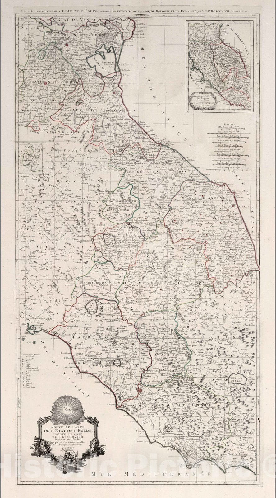 Historic Map : Eglise (Italy) Composite Map: Nouvelle Carte de l'Etat de l'Eglise, 1776 , Vintage Wall Art