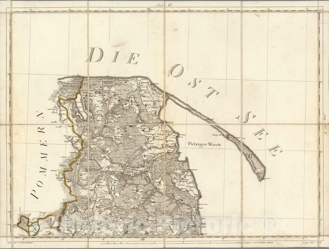 Historic Map : Prussia , Germany, West-Preussen : Dirschausche Kreis. No. 4 1810 , Vintage Wall Art