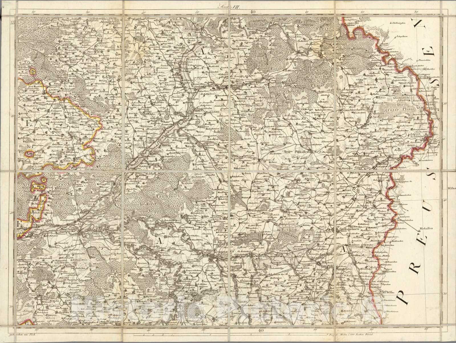 Historic Map : Prussia , Germany, Ost-Preussen. No. 7 1810 , Vintage Wall Art