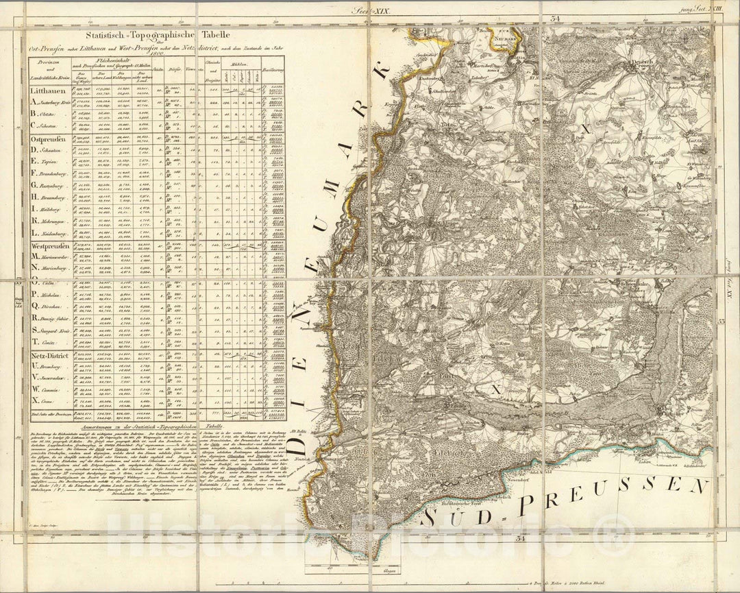 Historic Map : Prussia , Germany, Karte von Ost-Preussen nebst Preussisch Litthauen und West-Preussen. No.19 1810 , Vintage Wall Art