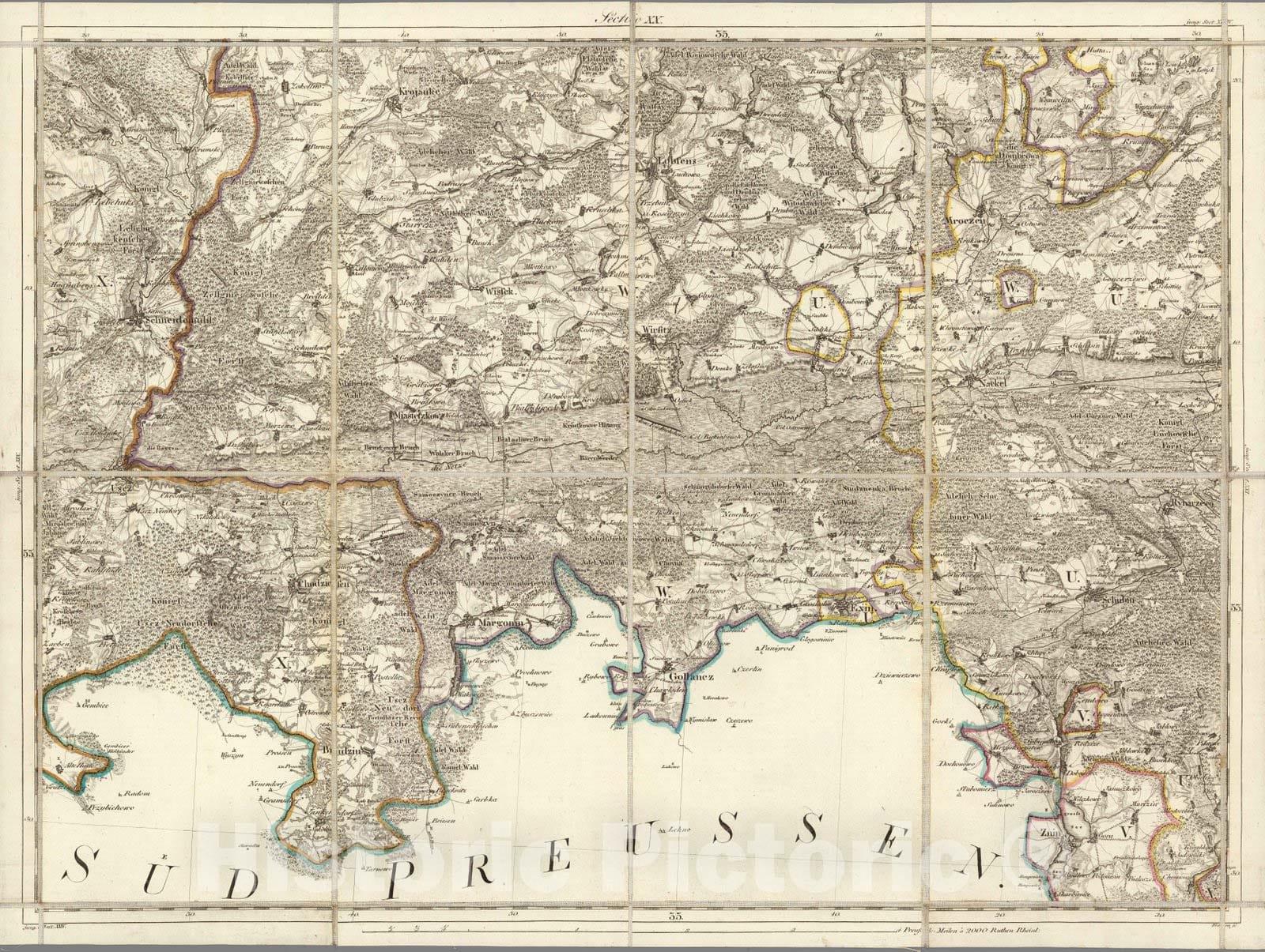 Historic Map : Prussia , Germany, Karte von Ost-Preussen nebst Preussisch Litthauen und West-Preussen. No.20 1810 , Vintage Wall Art