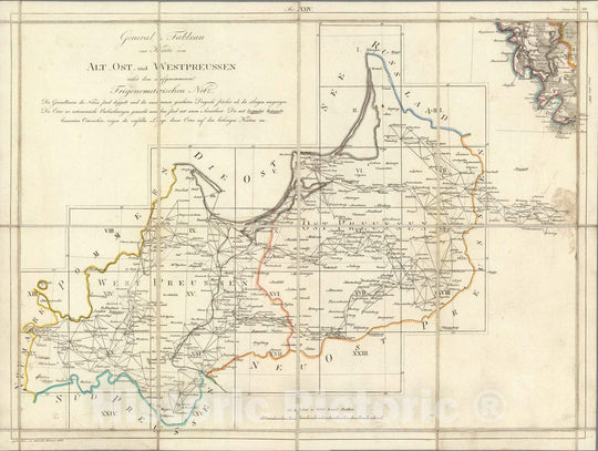 Historic Map : Prussia , Germany, Index Page: General Tableau zur Karte von Alt Ost und West Preussen. No. 24 1803 , Vintage Wall Art