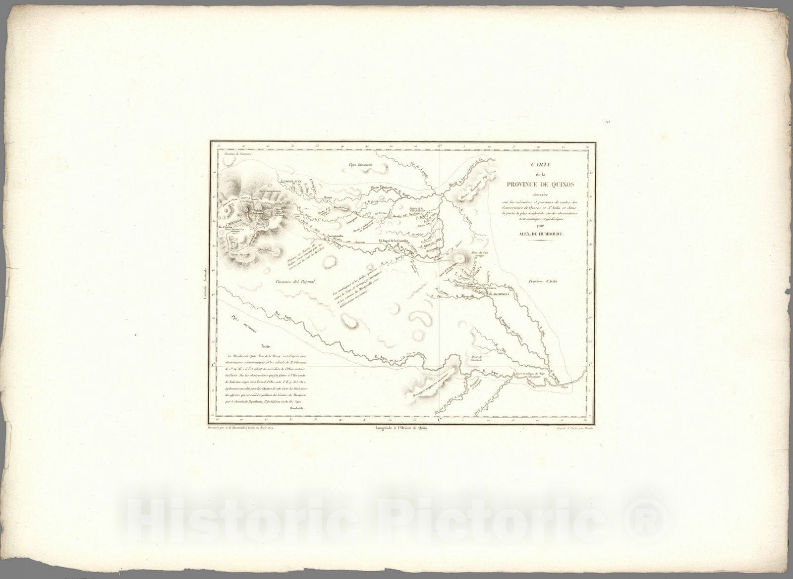 Historic Map : Napo River (Ecuador) Exploration Book, X. Carte de la province de Quixos entre le Rio Napo et le dome trachytique d'Antisana. 1802 , Vintage Wall Art