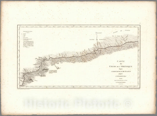 Historic Map : Orinoco River (Venezuela) Exploration Book, XV. Cours de l'Orenoque depuis l'embouchure du Rio Sinaruco jusqu'a l'Angostura. 1813 , Vintage Wall Art