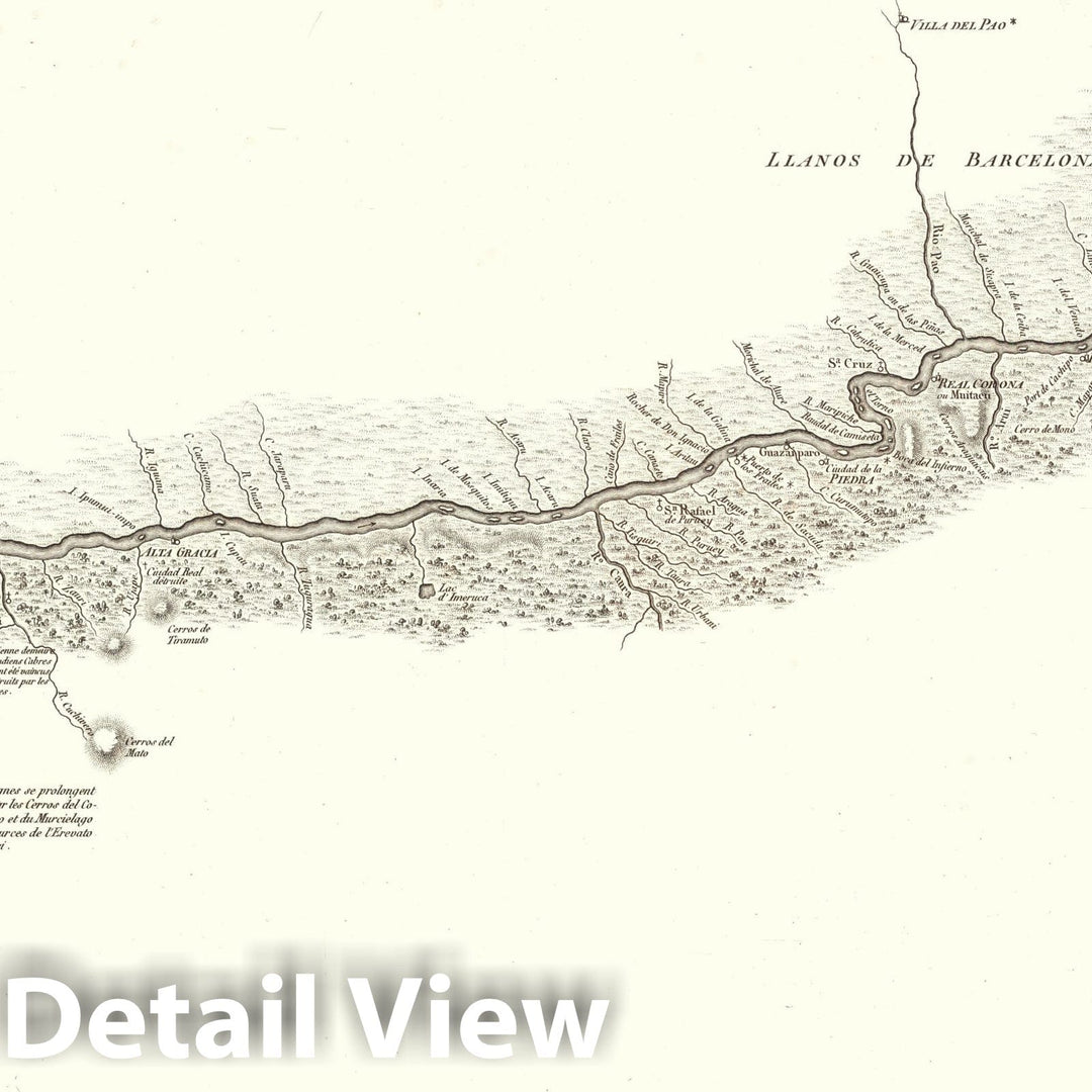 Historic Map : Orinoco River (Venezuela) Exploration Book, XV. Cours de l'Orenoque depuis l'embouchure du Rio Sinaruco jusqu'a l'Angostura. 1813 , Vintage Wall Art