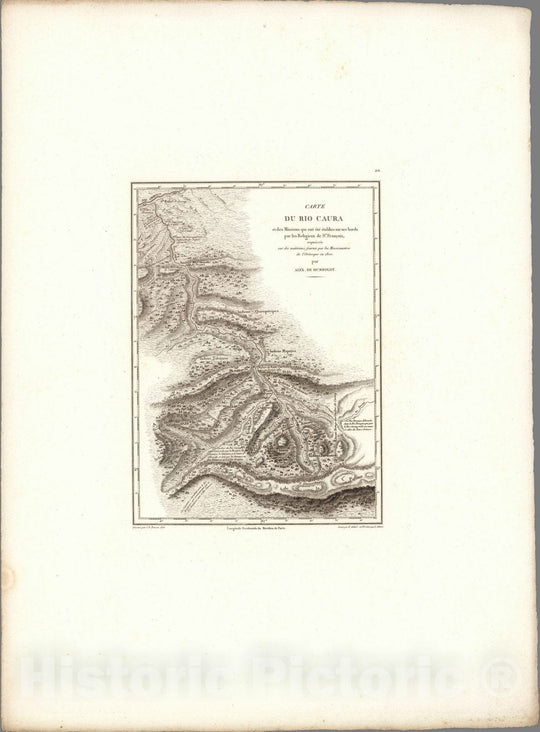 Historic Map : Caura River (Venezuela) Exploration Book, XX. Cours de Rio Caura. 1816 , Vintage Wall Art