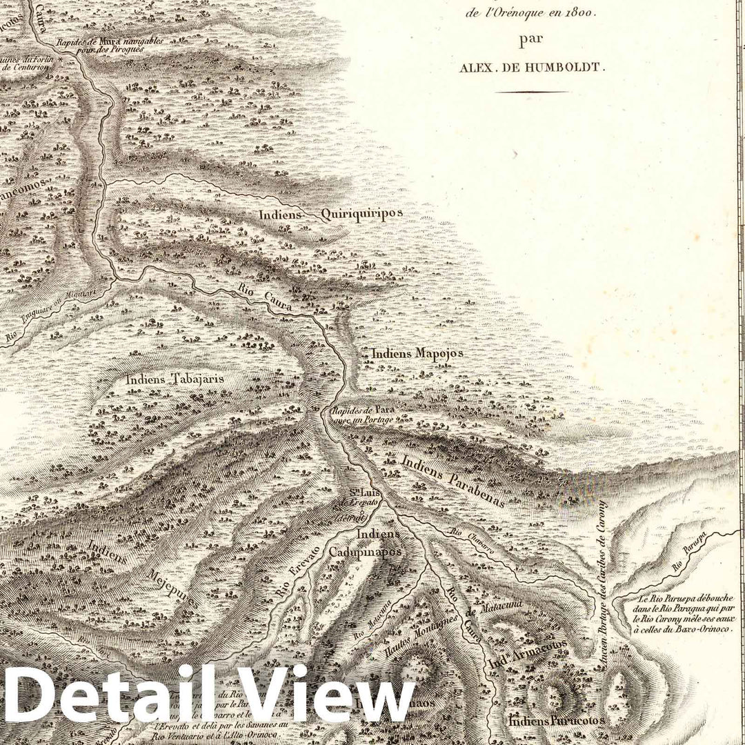 Historic Map : Caura River (Venezuela) Exploration Book, XX. Cours de Rio Caura. 1816 , Vintage Wall Art