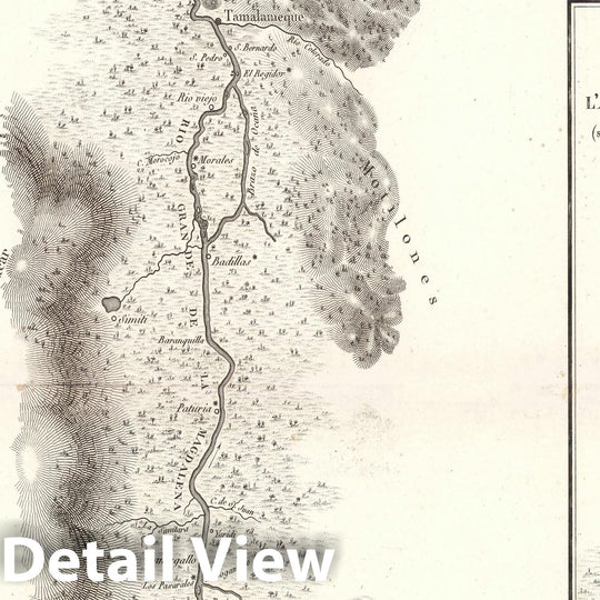 Historic Map : Magdalena River (Colombia) Exploration Book, XXIV. Carte du Rio Grande de la Magdalena, depuis ses sources jusqu'a son embouchure. 1834 , Vintage Wall Art