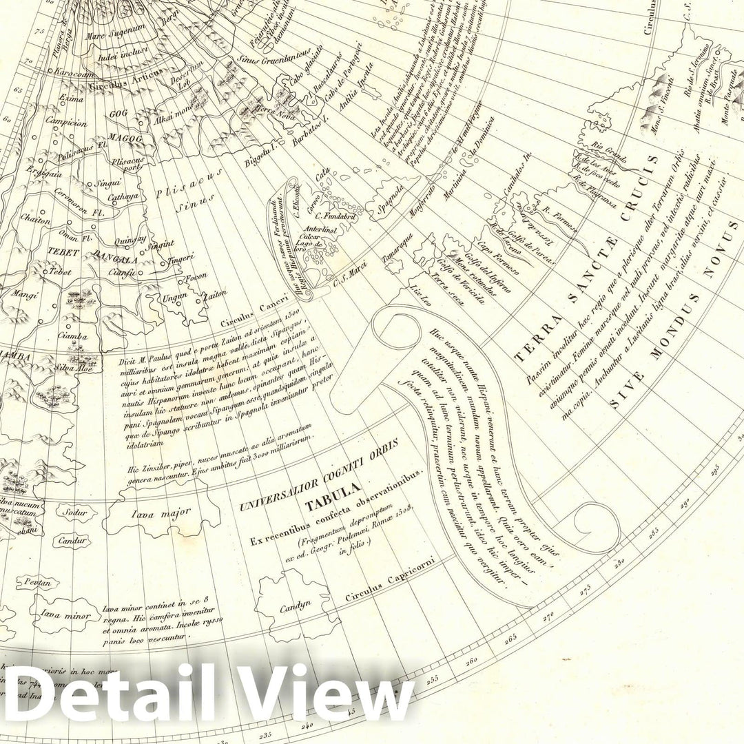 Historic Map : Caribbean, West Indies Exploration Book, XXXIX. Universalior Cogniti Orbis Tabula ex. ed. Geographiae Ptolemaei, Romae 1508. 1834 , Vintage Wall Art