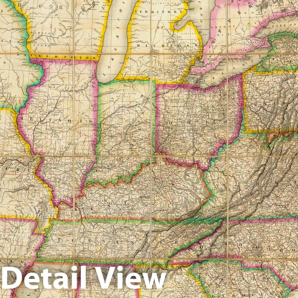 Historic Map : Case Map, United States of America. 1829 - Vintage Wall Art