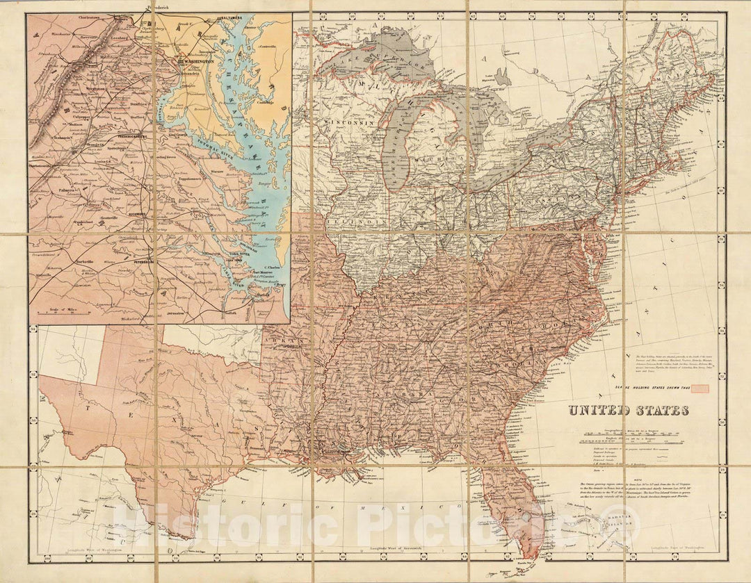 Historic Map : Case Map, United States. 1862 - Vintage Wall Art