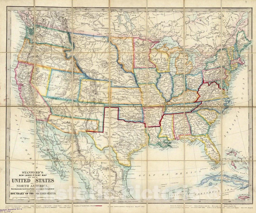 Historic Map : Case Map, United States of North America. 1861 - Vintage Wall Art