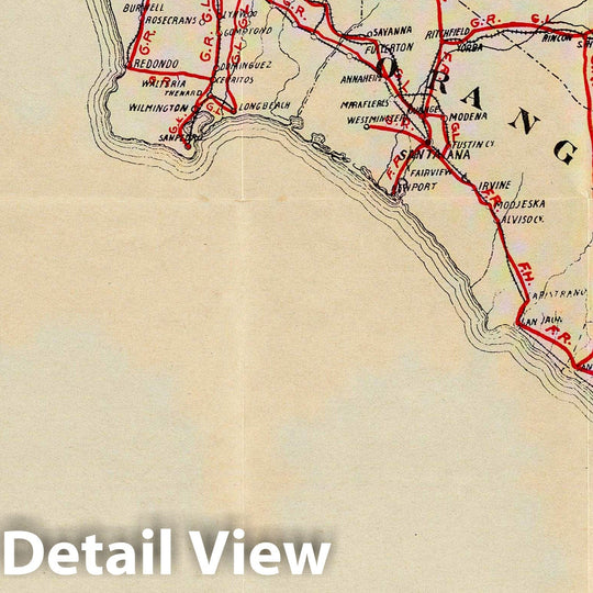 Historic Map : Guide Book, Ventura, Los Angeles, San Bernardino, Orange, and San Diego Counties. 1896 - Vintage Wall Art