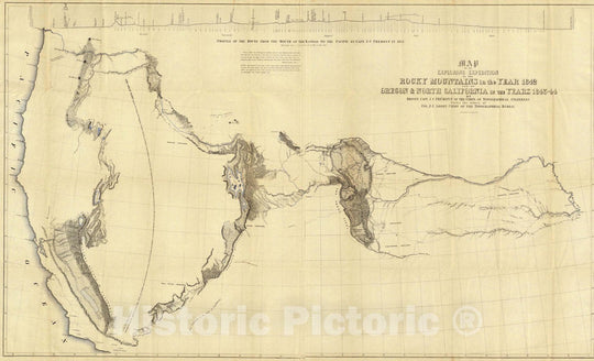 Historic Map : Map of An Exploring Expedition To The Rocky Mountains, 1845 - Vintage Wall Art