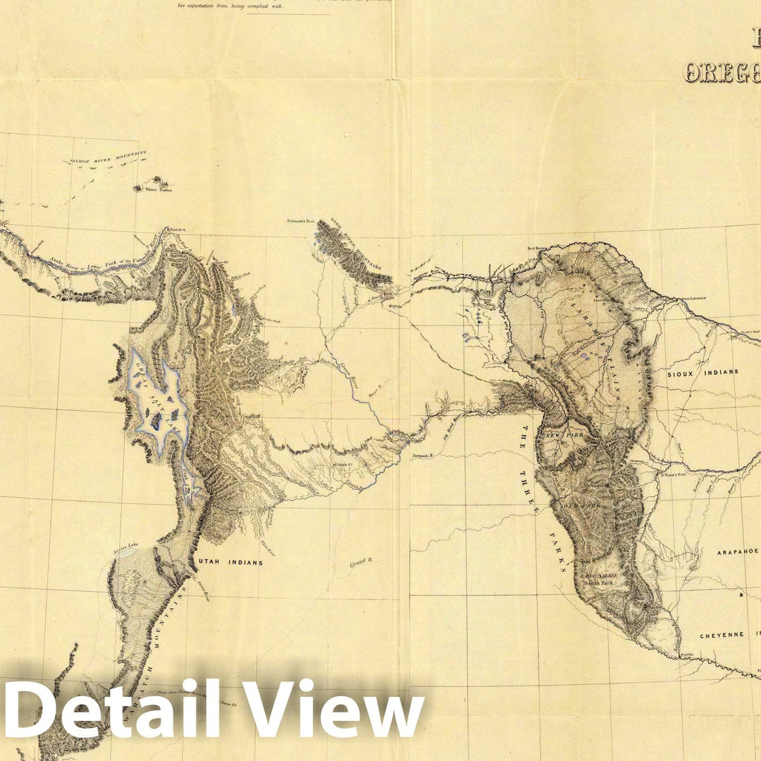 Historic Map : Map of An Exploring Expedition To The Rocky Mountains, 1845 - Vintage Wall Art