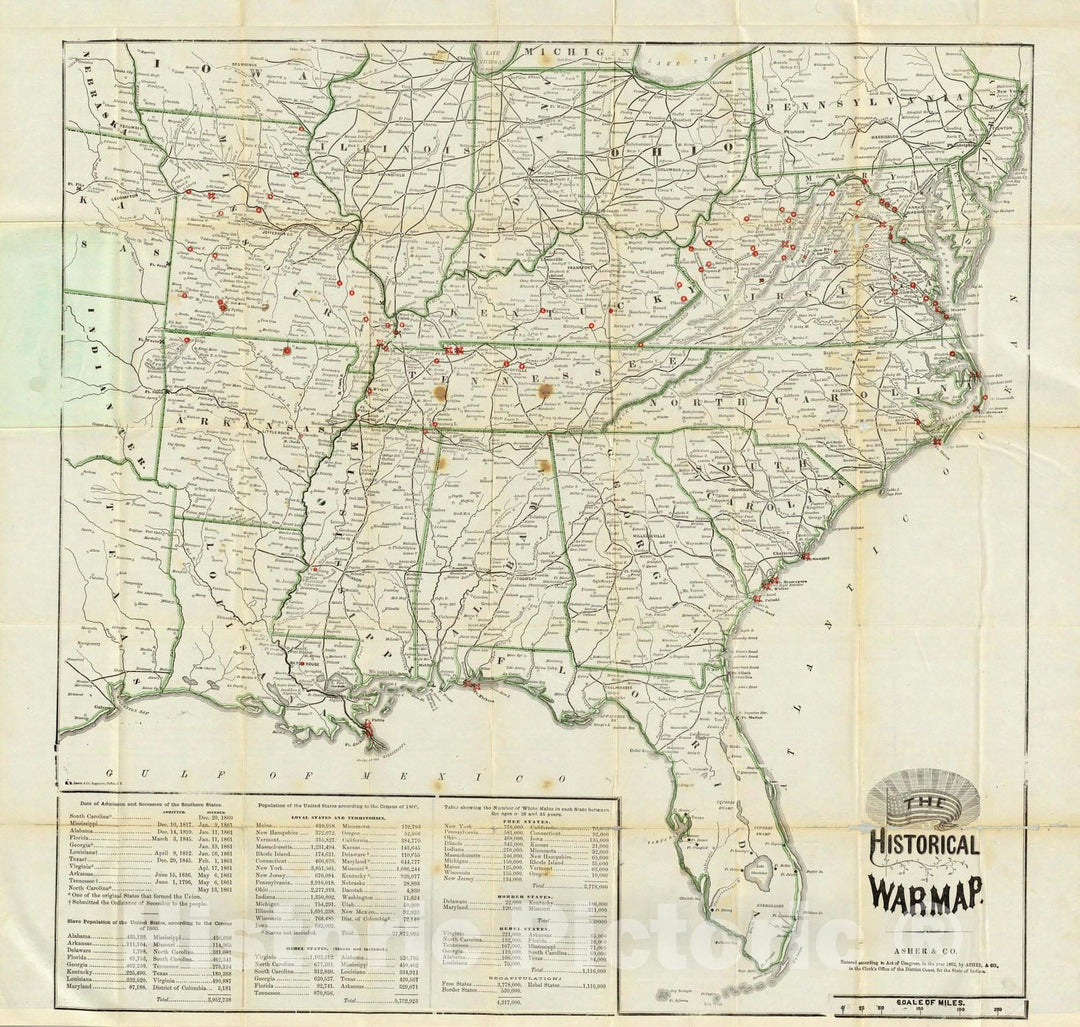 Historic Map : The Historical War Map, 1862 - Vintage Wall Art