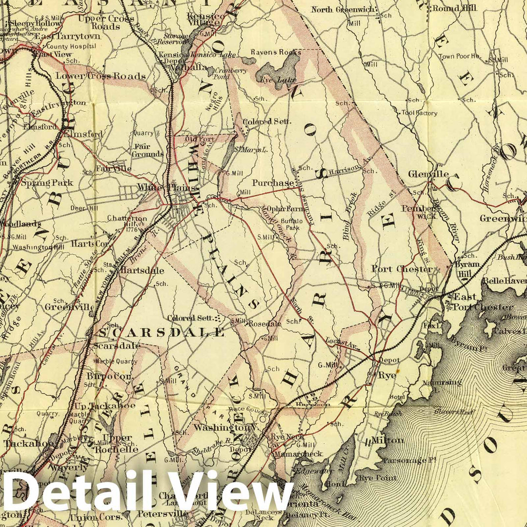 Historic Map : Colton's driving & wheeling map of the country twenty five miles north of the city of New York, 1892 - Vintage Wall Art