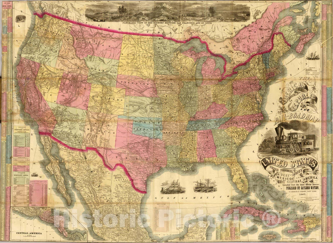 Historic Map : The American Republic and rail-road map of the United States, 1867 - Vintage Wall Art