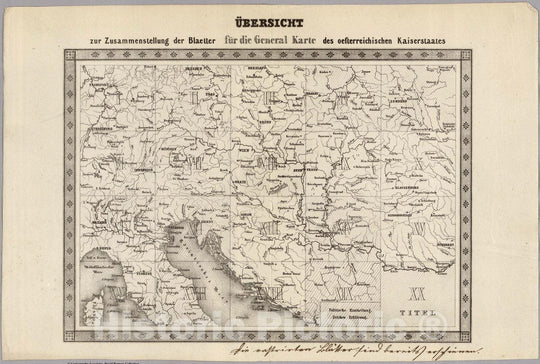 Historic Map : Central Europe Case Map, Key Sheet: Karte Des Oesterreichischen Kaiserstaates. 1856 , Vintage Wall Art