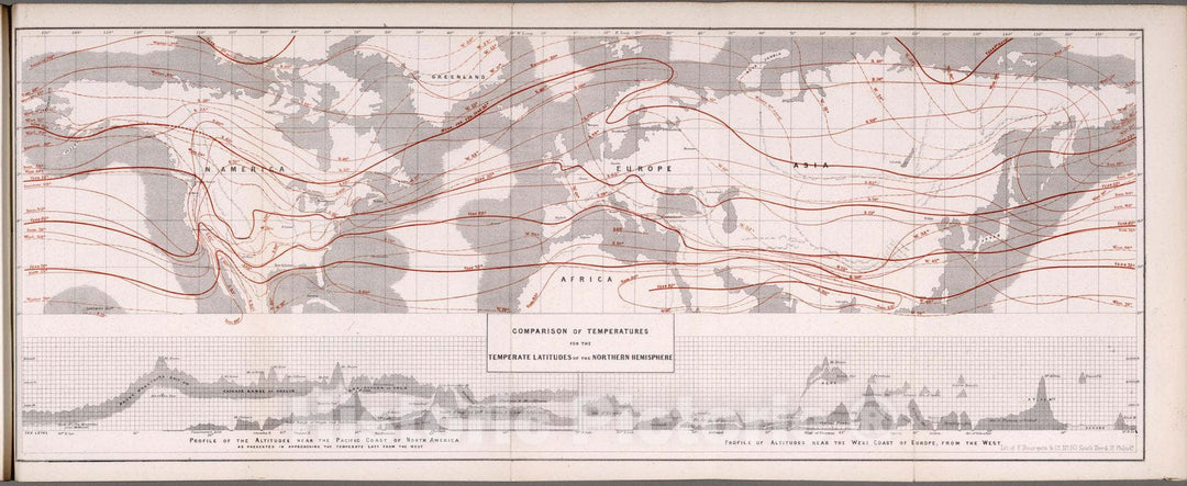 Historic Map : Survey Book, Comparison of temperatures for the temperate latitudes of the Northern Hemisphere 1857 v1