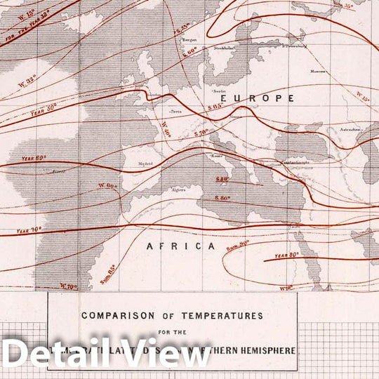 Historic Map : Survey Book, Comparison of temperatures for the temperate latitudes of the Northern Hemisphere 1857 v1