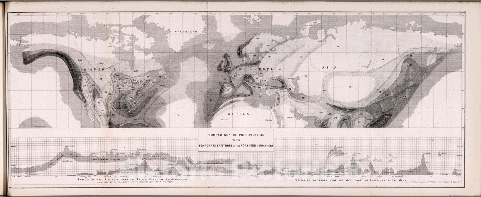 Historic Map : Survey Book, Comparison of temperatures for the temperate latitudes of the Northern Hemisphere 1857 v2