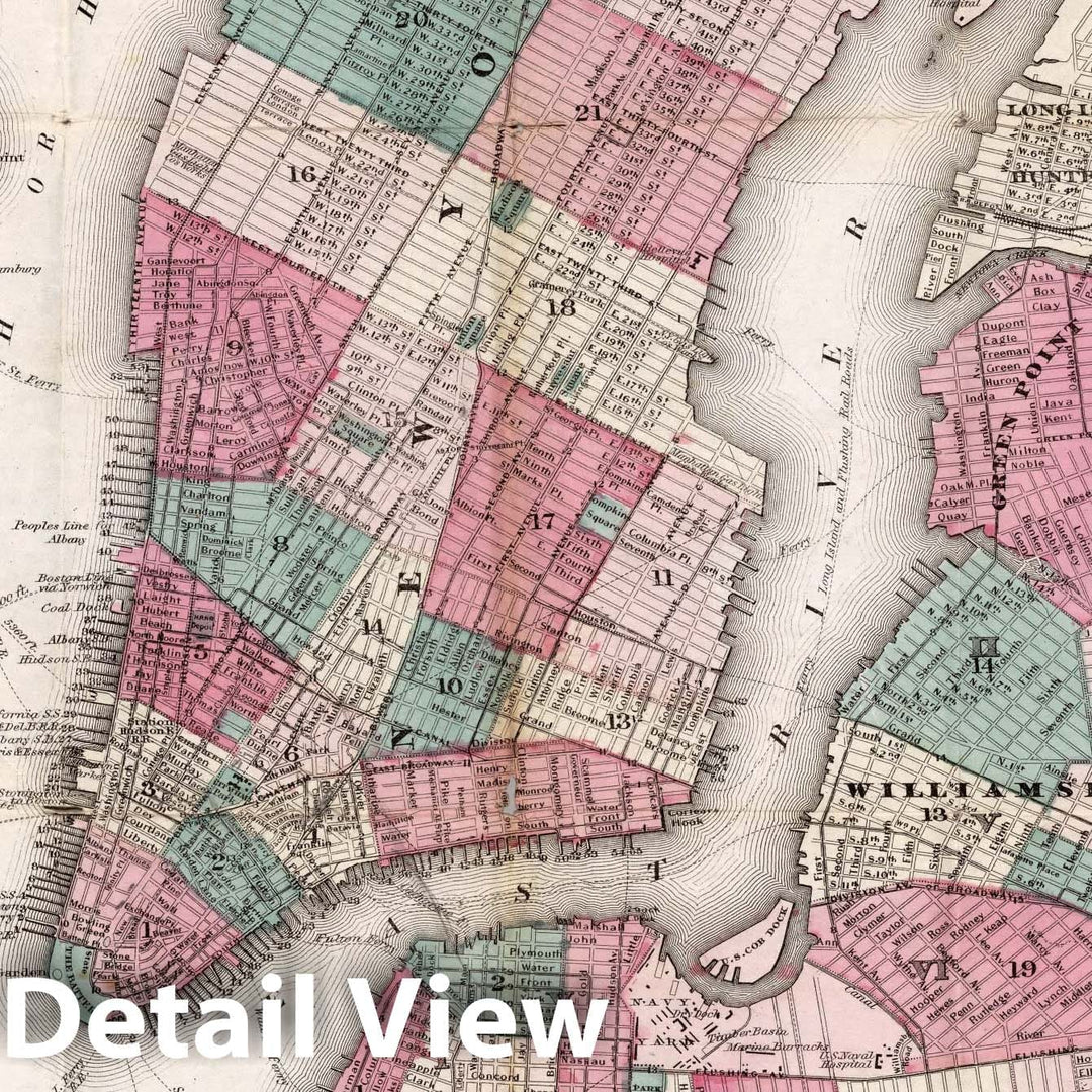 Historic Map : Pocket Map, New York City, Brooklyn, Jersey City, Hoboken 1870 - Vintage Wall Art