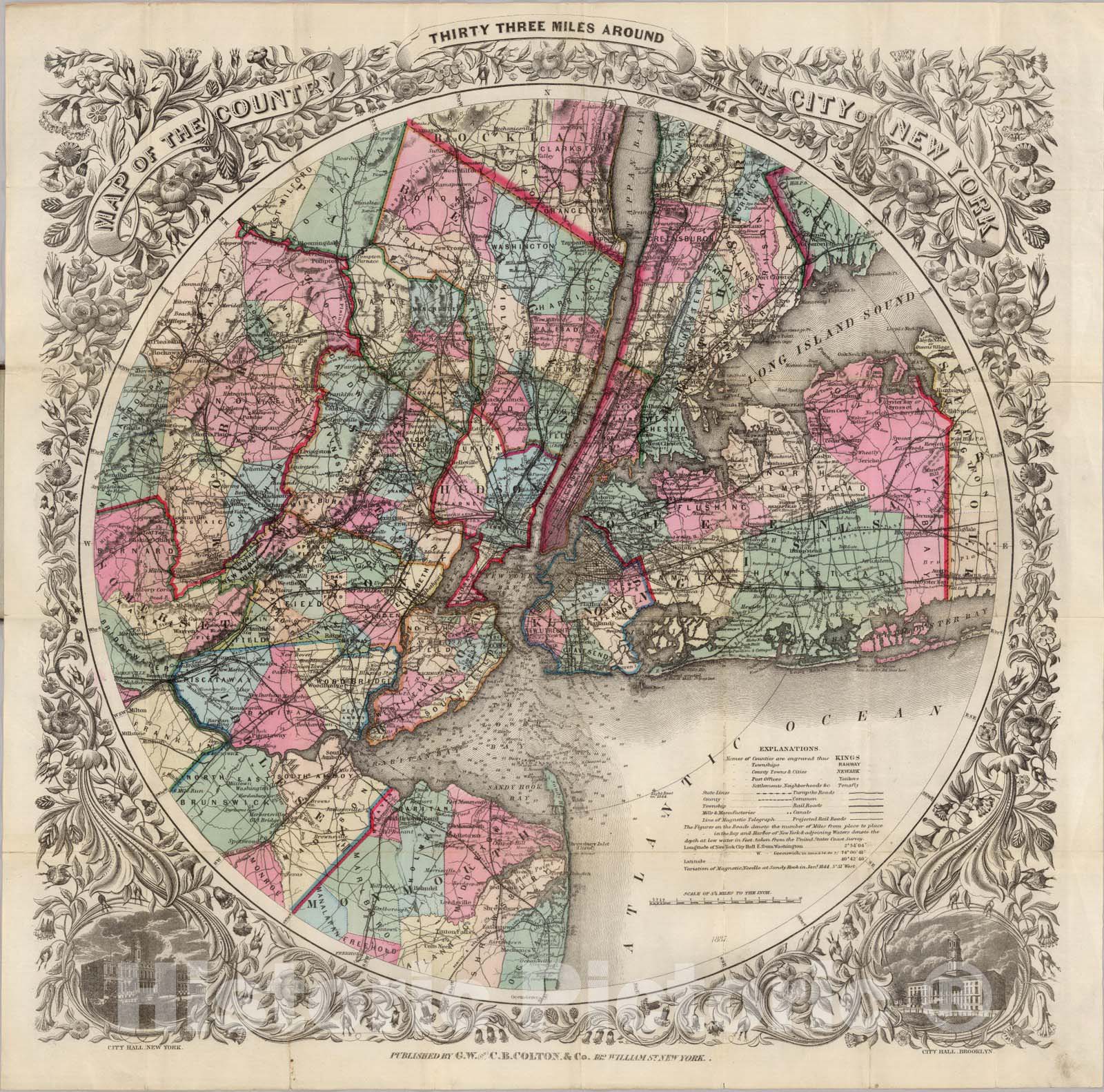 Historic Map : Pocket Map, City of New York 1887 - Vintage Wall Art